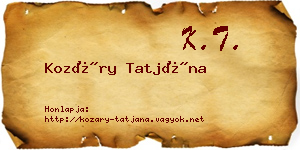 Kozáry Tatjána névjegykártya